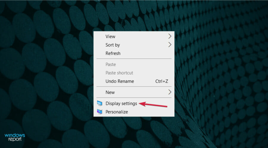 Опция «Параметры экрана» в контекстном меню