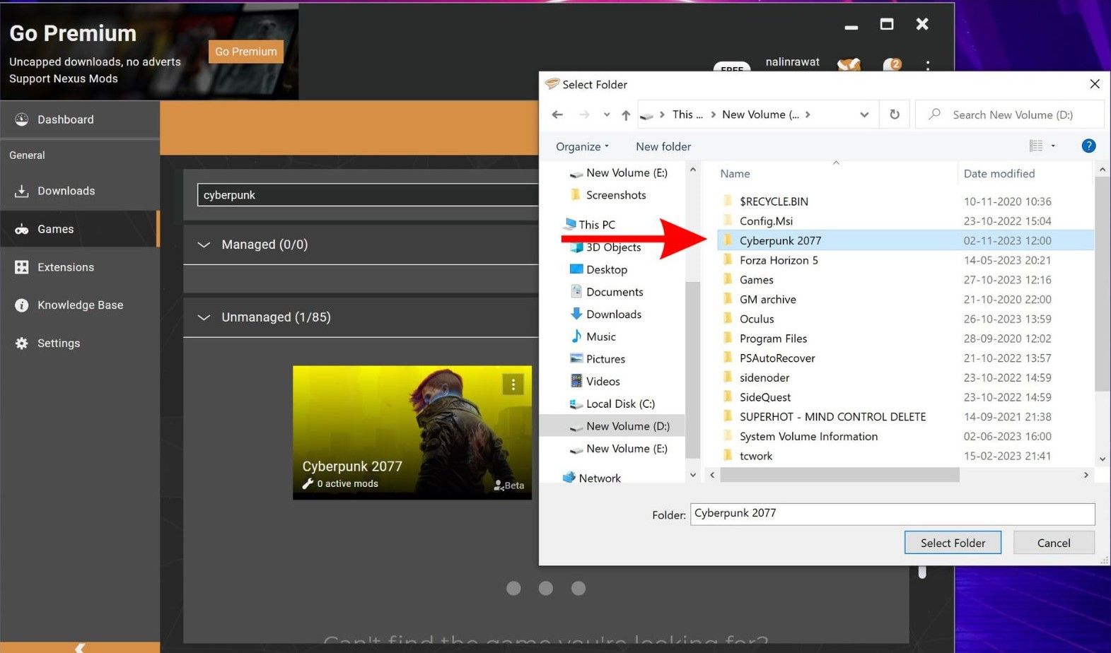 Найдите папку установки игры и добавьте ее в Vortex
