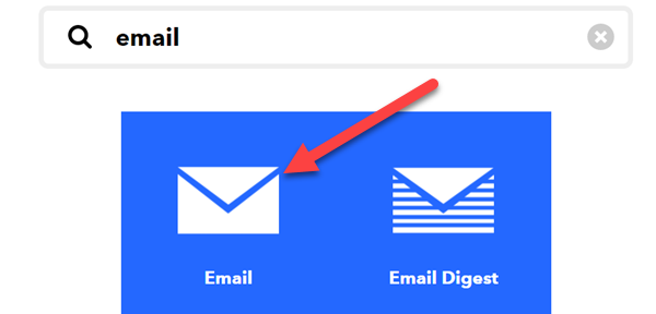 Поиск и выбор сервиса Email.