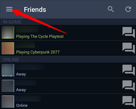 Нажмите три горизонтальные линии в левом верхнем углу