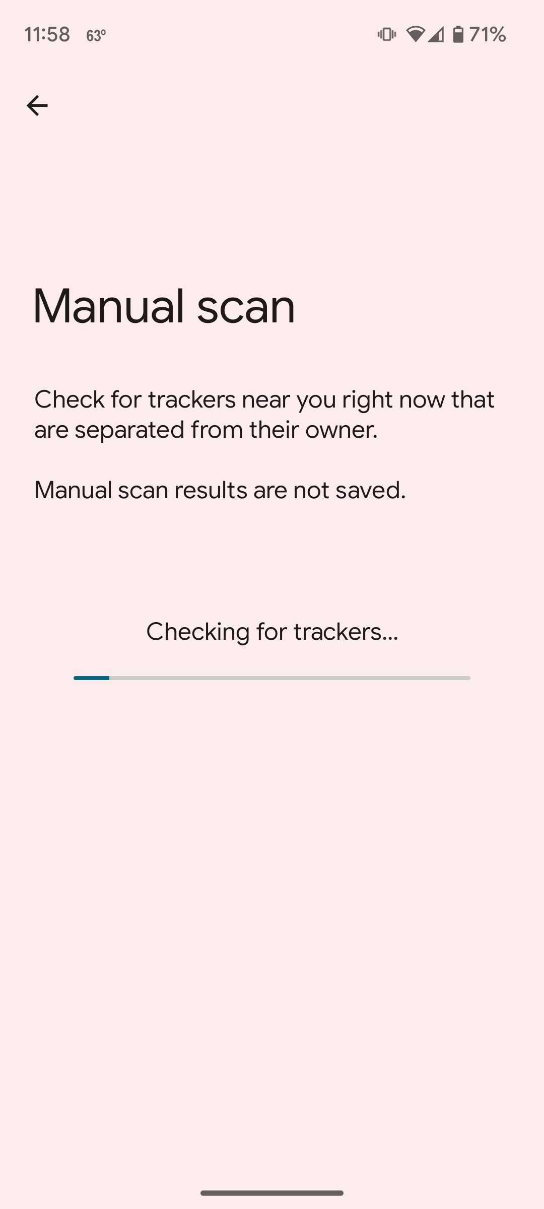 Ручное сканирование трекеров на телефоне Pixel