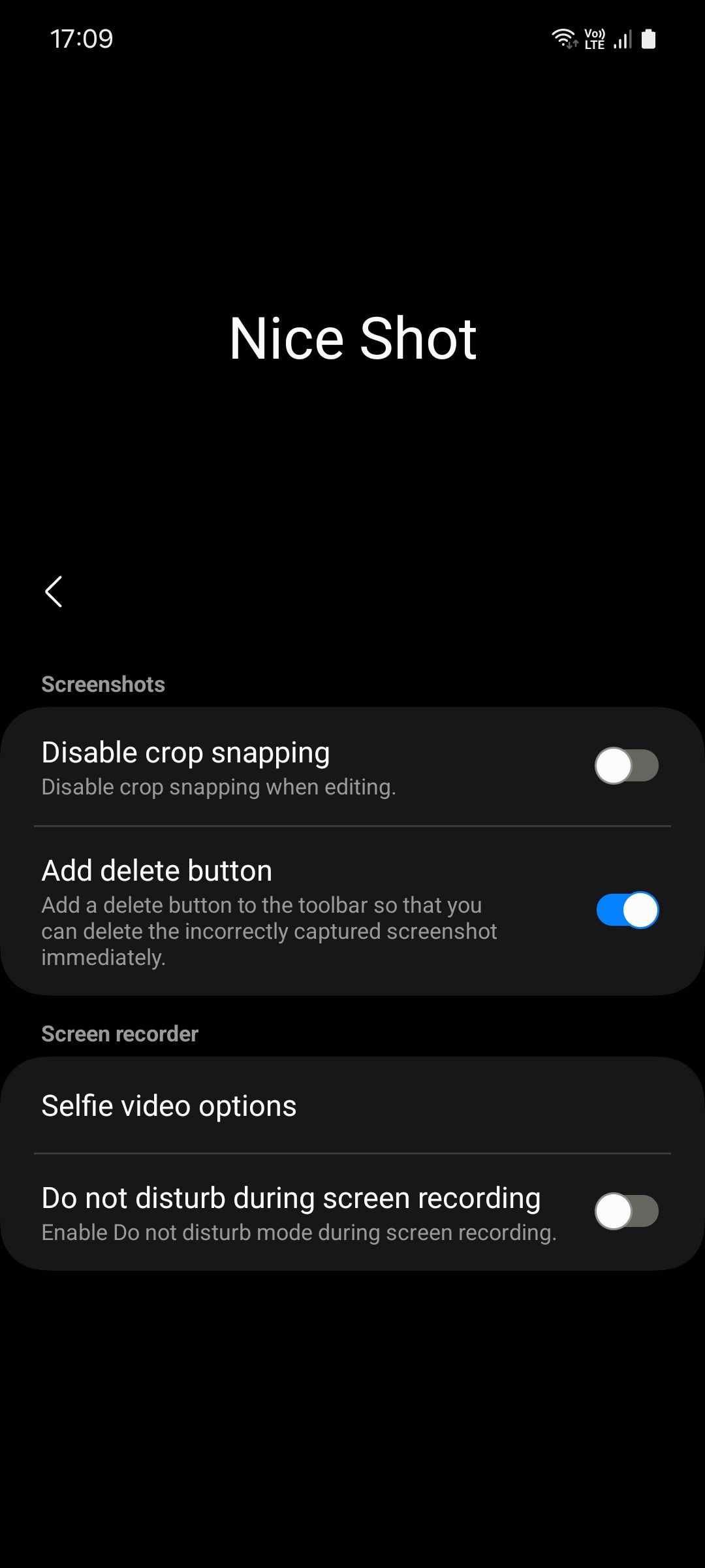 Samsung Good Lock module Nice Shot main page