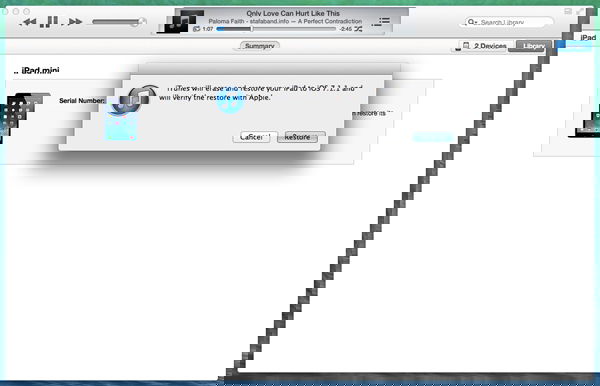 Процесс восстановления iOS через iTunes