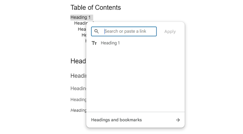 Окно вставки ссылки в Google Docs.