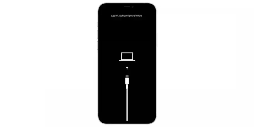 DFU режим iPhone, пустой чёрный экран, индикатор подключения к компьютеру