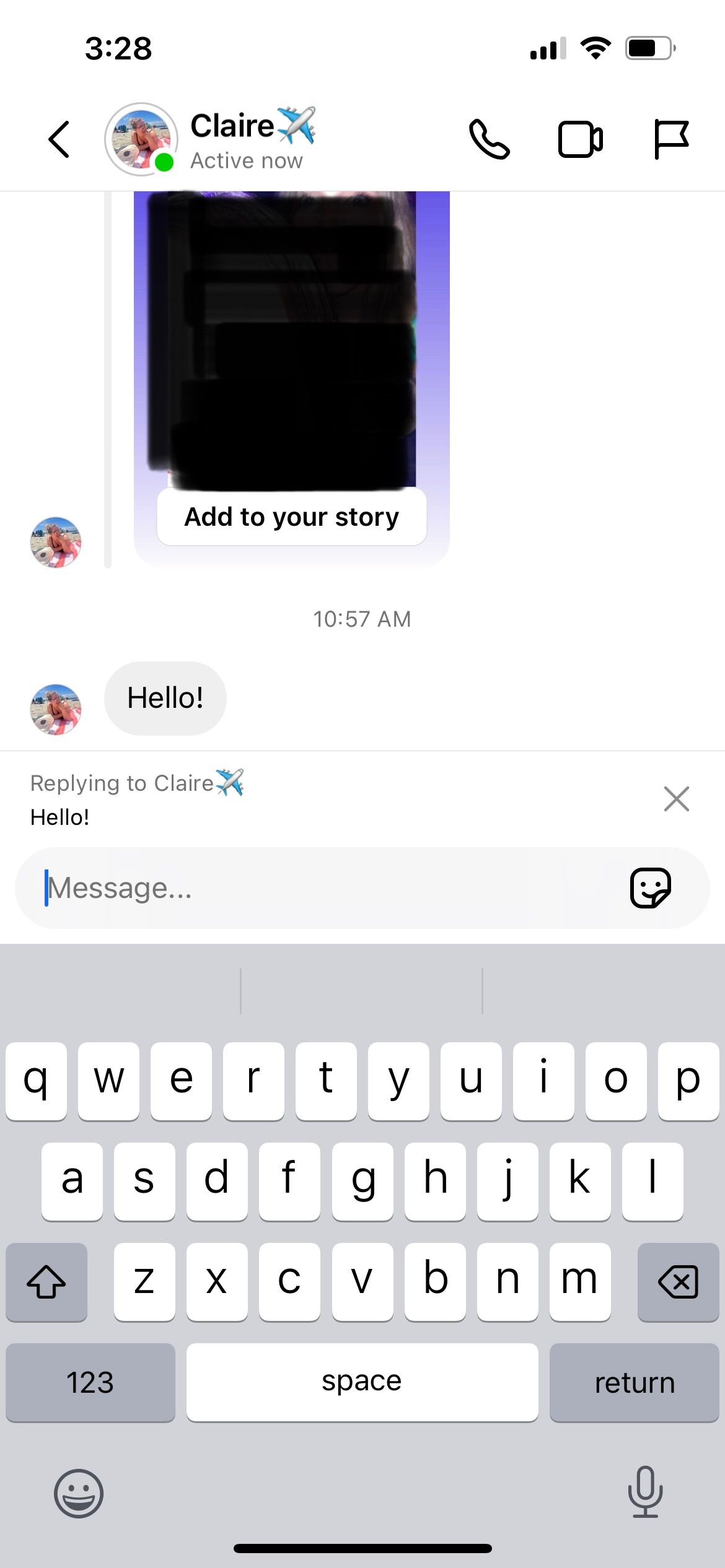 Ответ на конкретное сообщение в Instagram