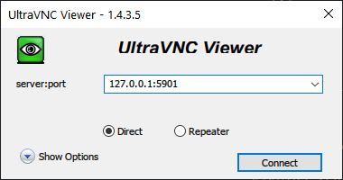 UltraVNC: подключение к localhost через SSH-туннель