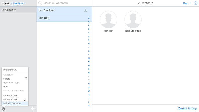 Экспорт контактов iCloud в vCard