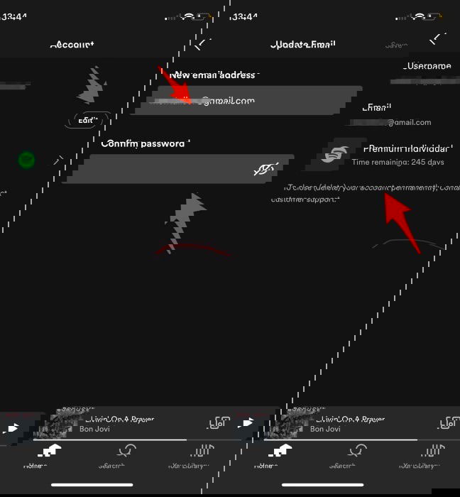 Обновление электронной почты в мобильном приложении Spotify