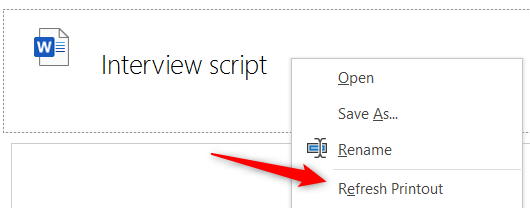 Refresh printout option