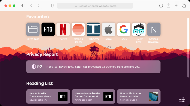 New Start Page in Safari 14