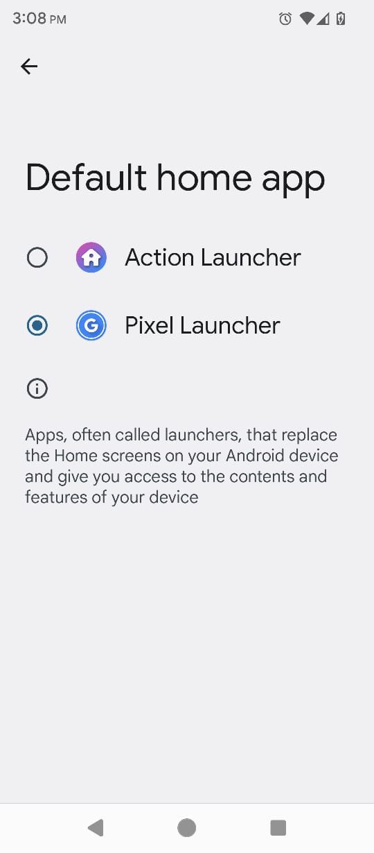 Смена домашнего приложения в настройках