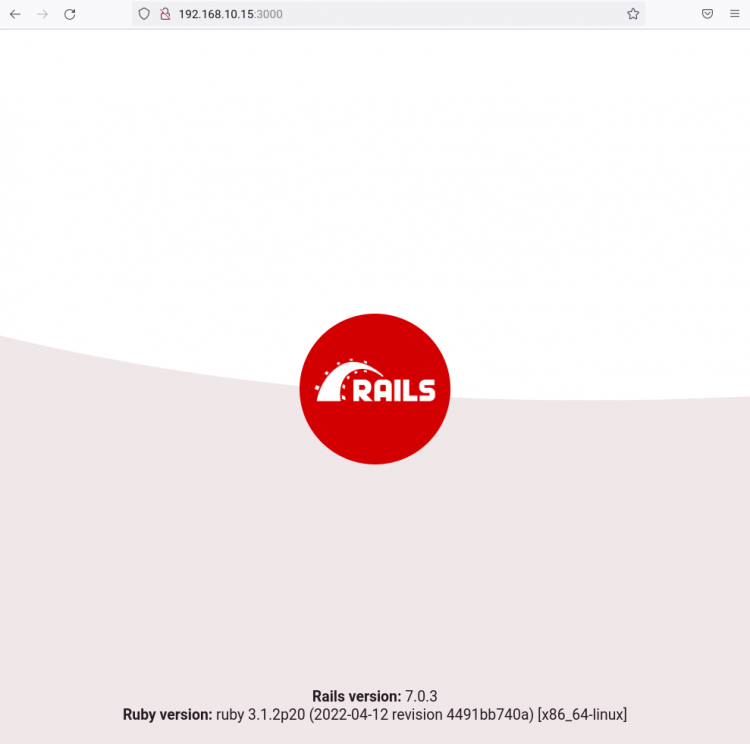 Стартовая страница Rails