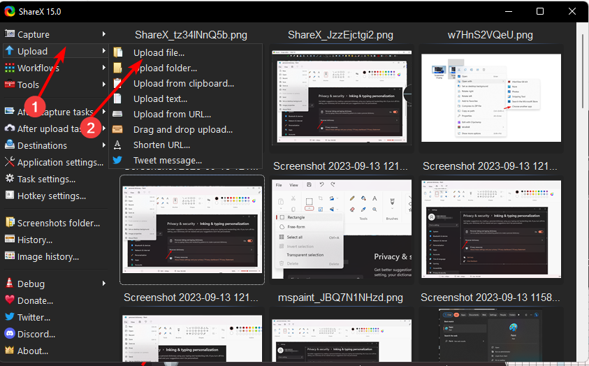 Редактирование изображения в ShareX
