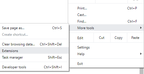 Окно расширений Chrome