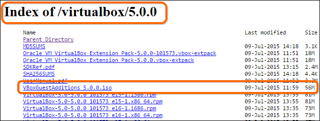 Ссылка на VBox Guest Additions