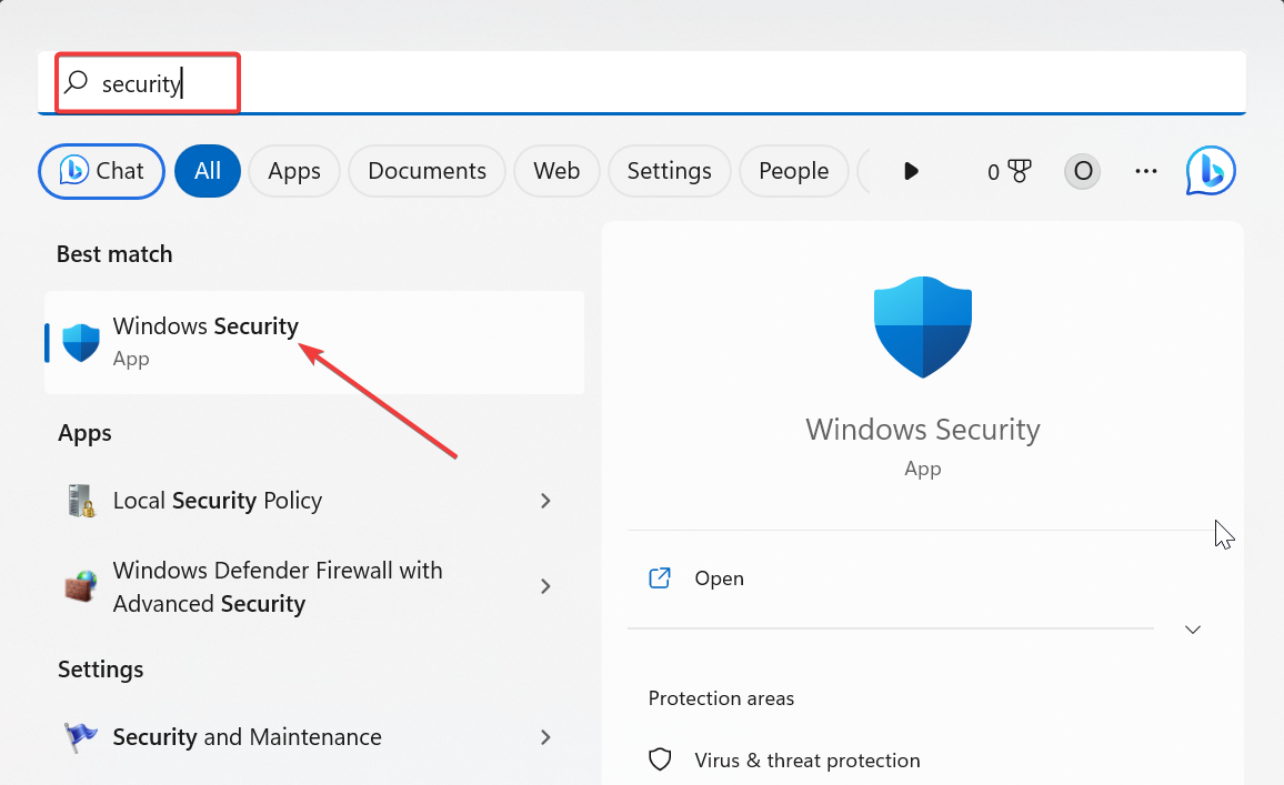 Пункт меню Безопасность Windows в Пуске