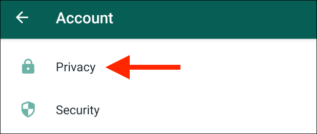 Выберите Конфиденциальность в Аккаунте