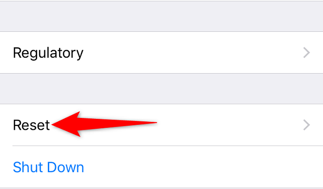 Нажмите «Сброс» в разделе «Основные».