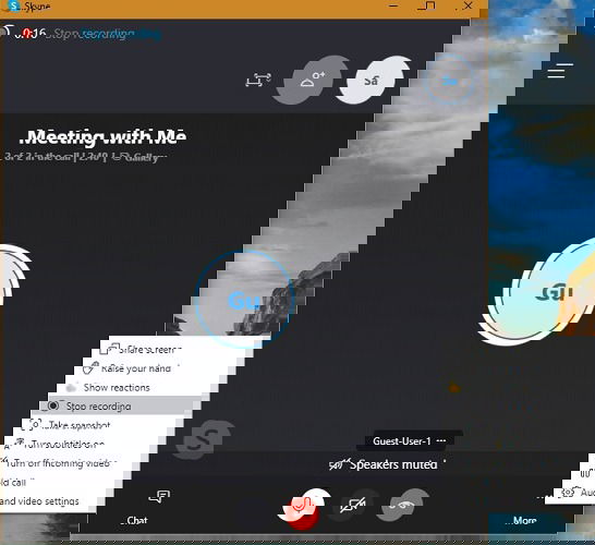 Запуск записи встречи в Meet Now