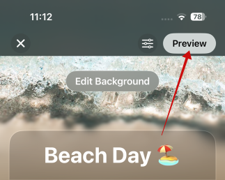 Нажатие кнопки Предпросмотр в приложении Invites на iPhone.