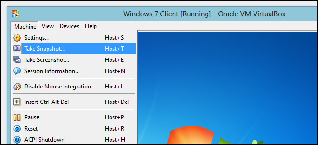 Снимки и восстановление в VirtualBox