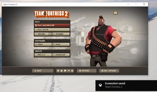 Пример сохранённого снимка экрана через Game Bar