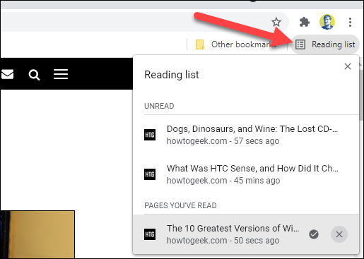 Открыть Reading List в Chrome