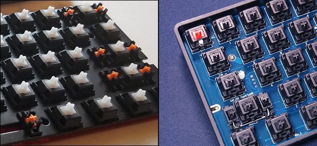 Фото клавиатуры с plate-mounted и PCB-mounted переключателями