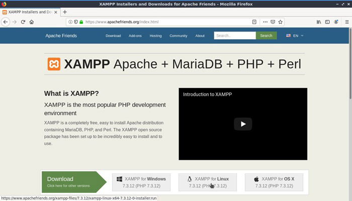 Скриншот: загрузка установщика XAMPP