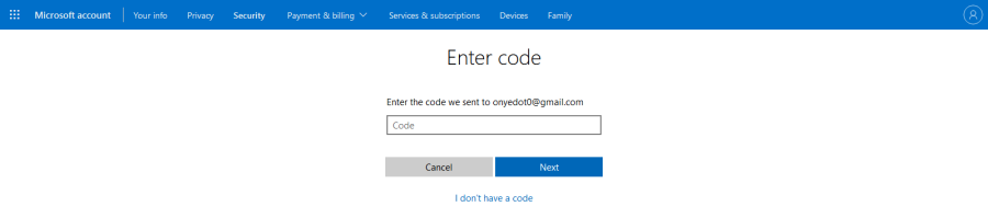 Skype 2SV enter verification code