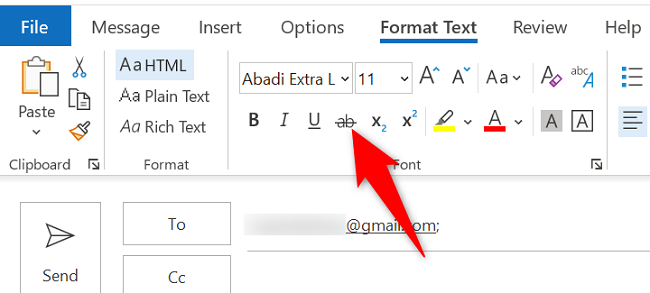 Выберите опцию Strikethrough в разделе Font.