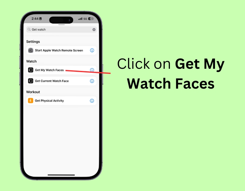 Действие Get My Watch Faces в ярлыках