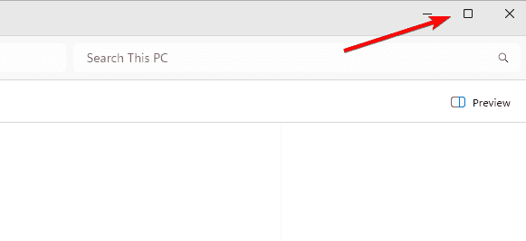 Кнопка разворачивания окна (квадрат) в правом верхнем углу