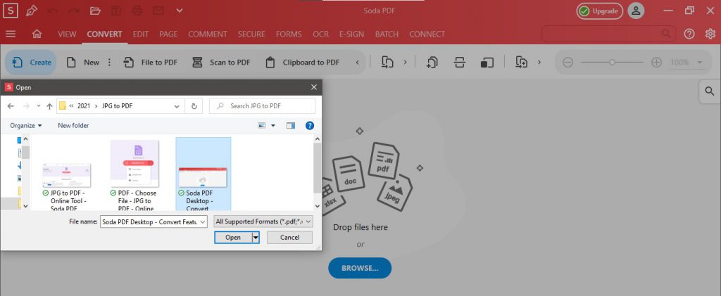 Конвертация изображения в PDF в Soda PDF