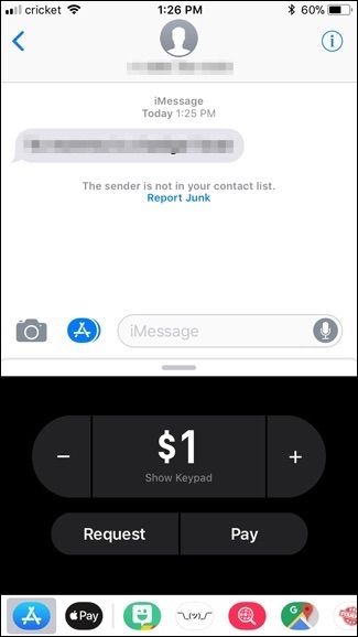 Ввод суммы для отправки через Apple Pay Cash