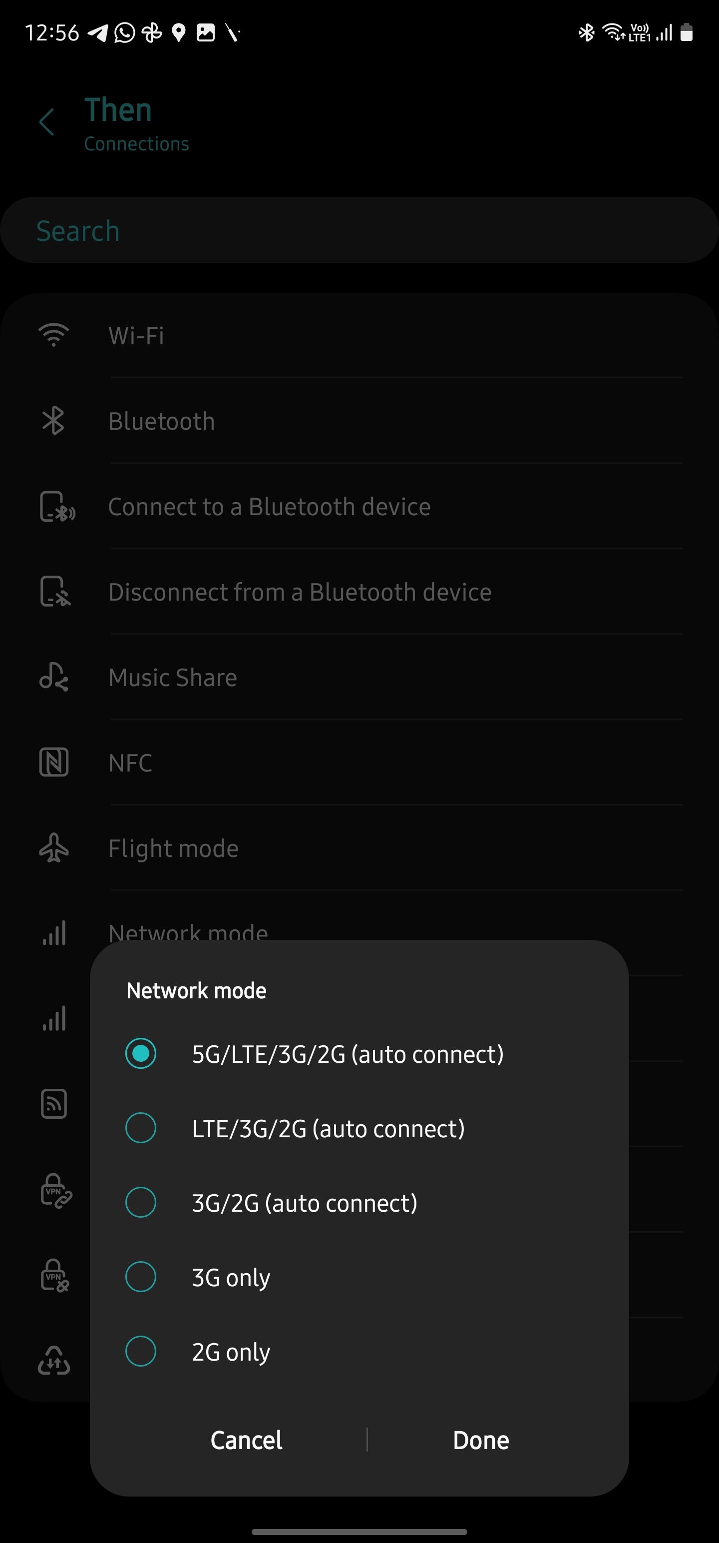 Пример рутины для переключения типа сети в One UI 5
