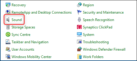 Панель управления — Звук
