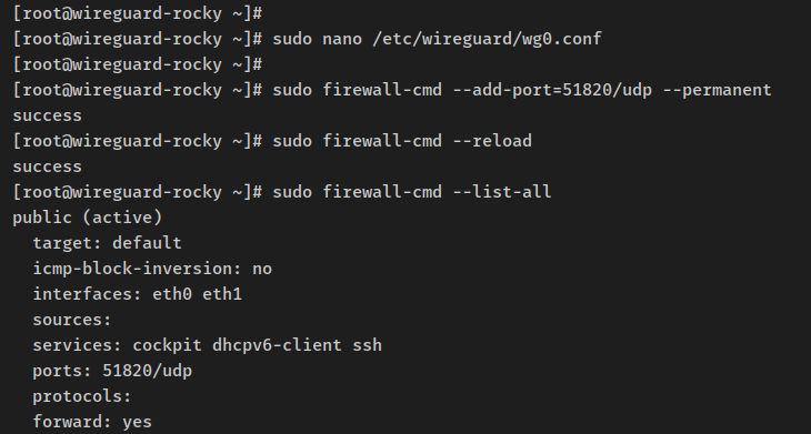 Правила firewalld для WireGuard