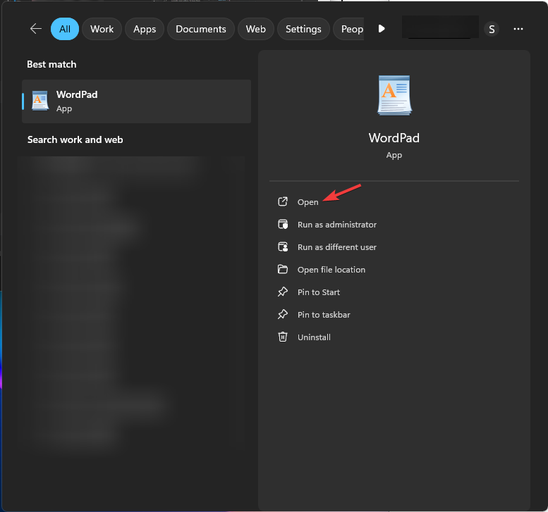 Запуск WordPad