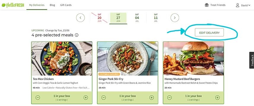 Sauter une livraison HelloFresh