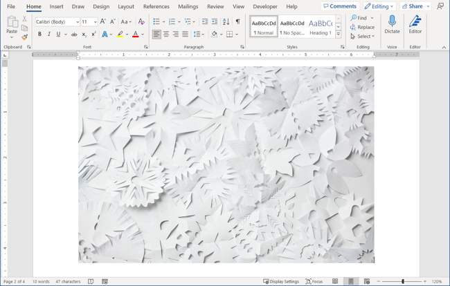 Изображение без рамки в документе Word