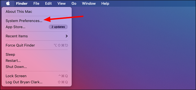 Меню Apple в macOS