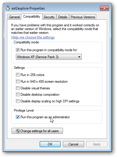 Панель совместимости в Windows