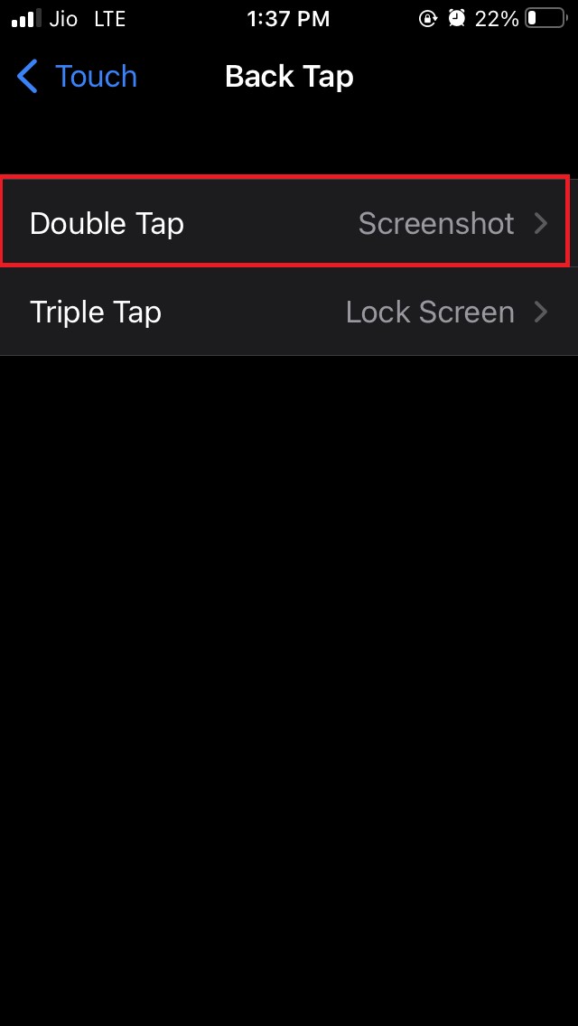 Doppeltippen auf Rückseite zum Screenshot aktivieren