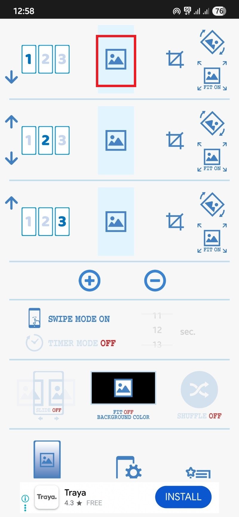 Selezionare immagine nell'app Multiple Picture Wallpaper