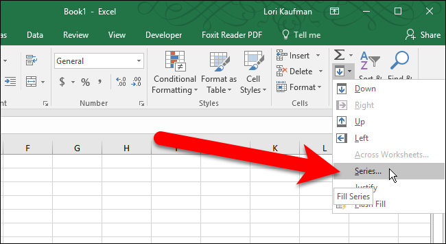 Диалог Заполнить — опции для серии: строки/столбцы, тип, шаг и стоп