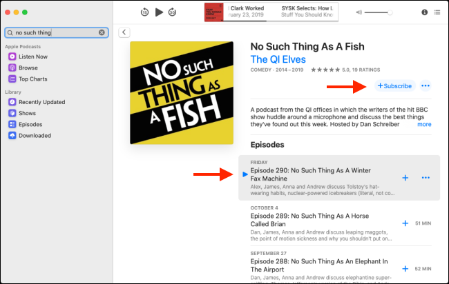 Кнопка Подписаться на странице шоу