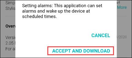 Подтвердите скачивание и установку циферблата
