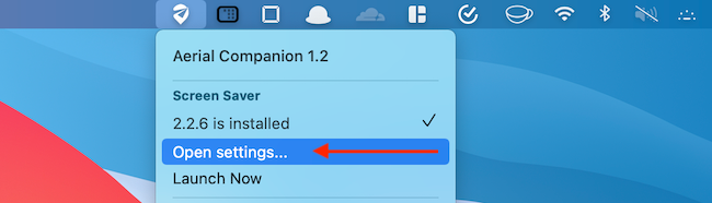 Откройте настройки из Aerial Companion